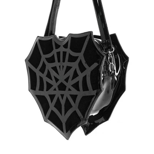 Gothic Spiderweb Heart Bag Purse Crossbody