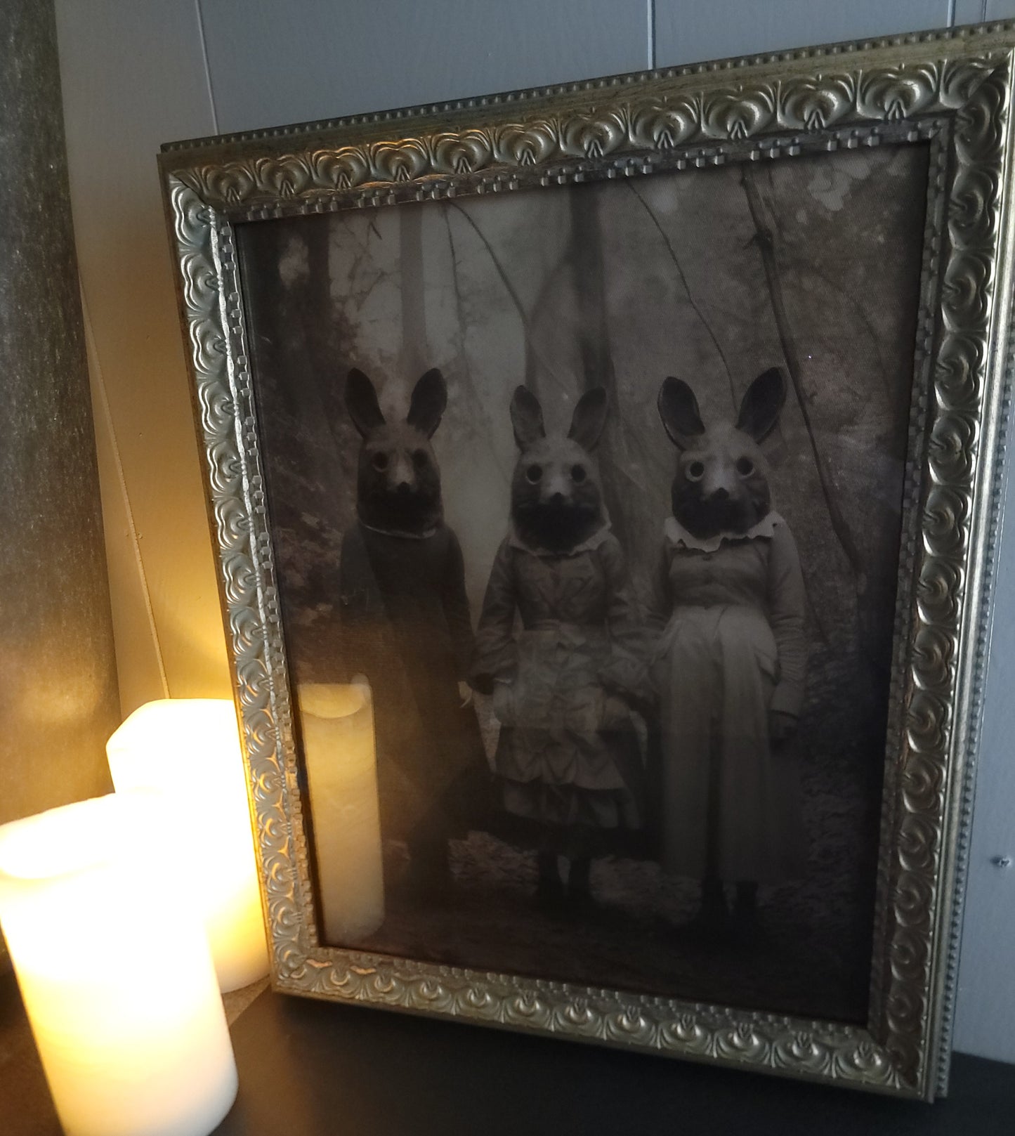 Creepy Vintage Cult Bunny Costume Framed Print