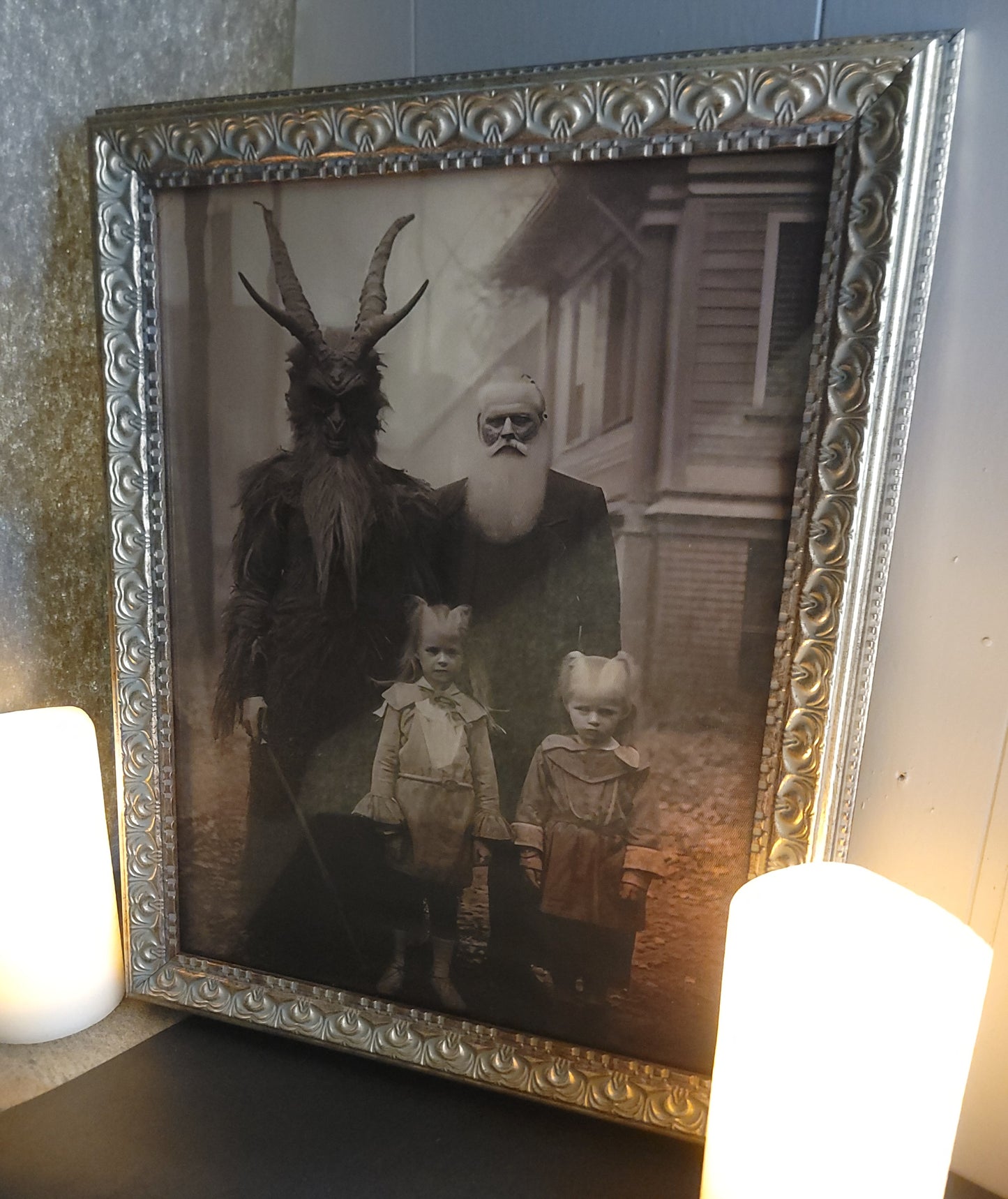 Creepy Vintage Krampus With Children Cult Family Print