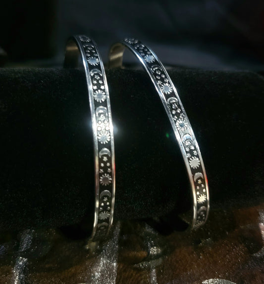 Black Moon, Sun and Stars cuff Bracelet
