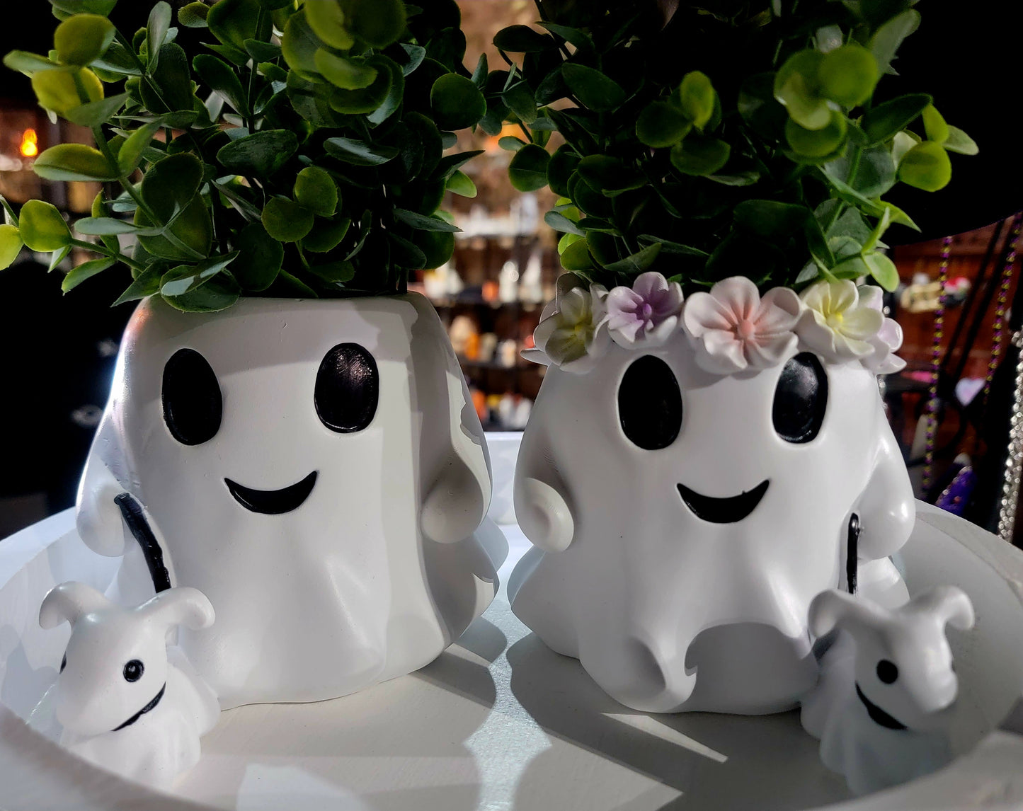 Creepy Cute Ghost Walking Dog Planter-Girl