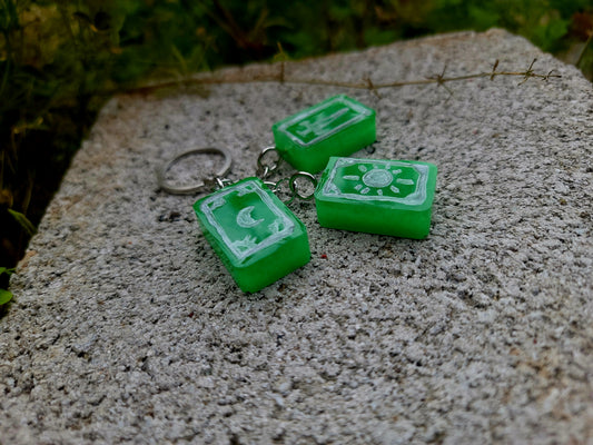 Handmade Green Tarot Keychain