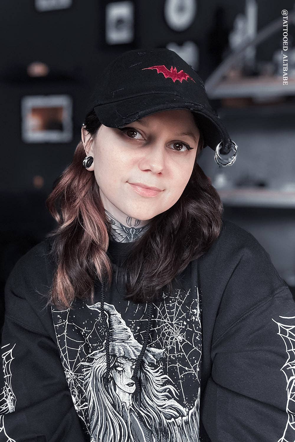 Vampire Bat Pierced Baseball Cap Red Hat