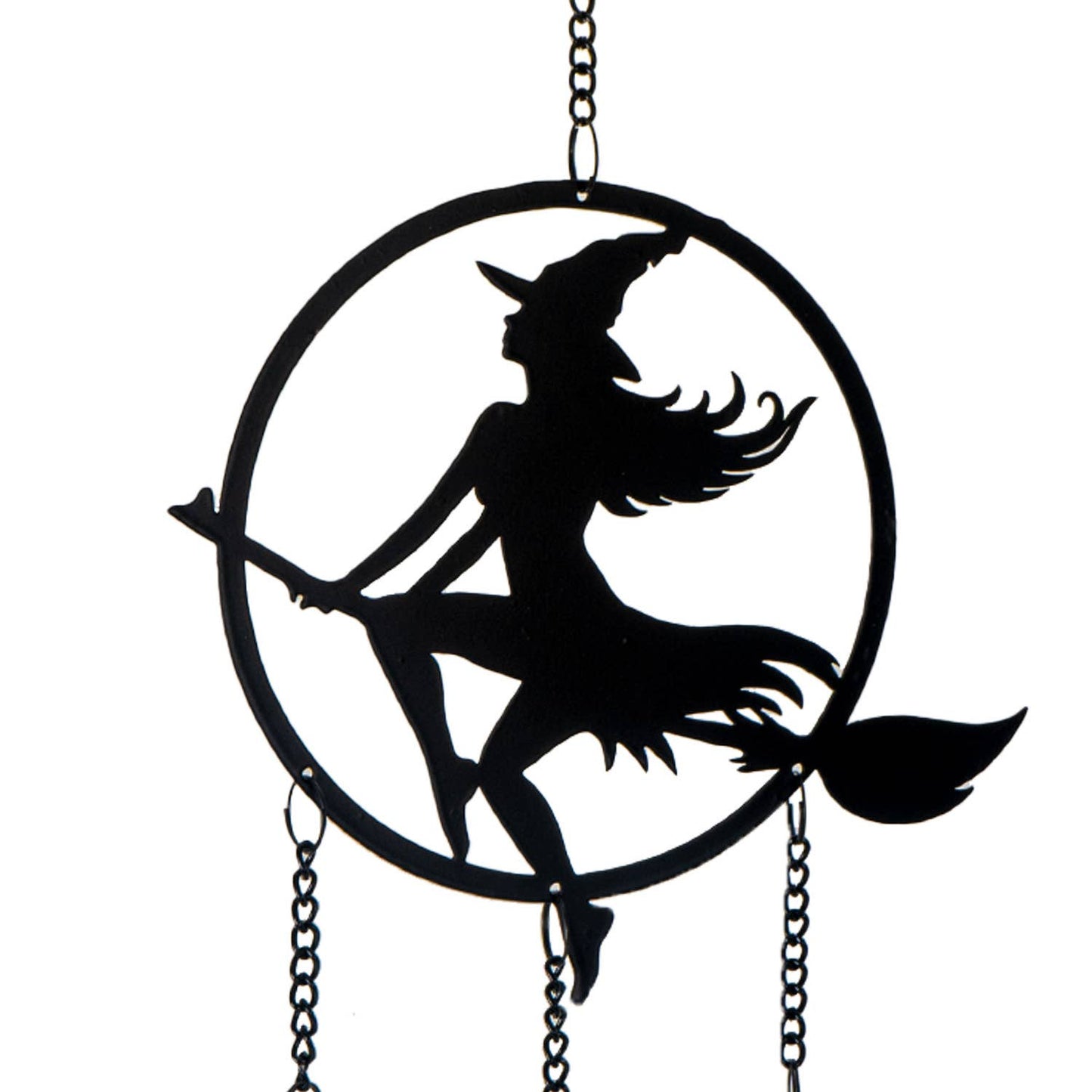 Vintage Witch Riding Broomstick by Moonlight Metal Hanging Indoor Outdoor Decoration