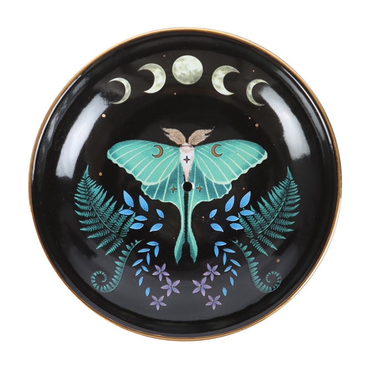 Luna Moth Incense Stick Holder Burner Plate Dish Moon Phases