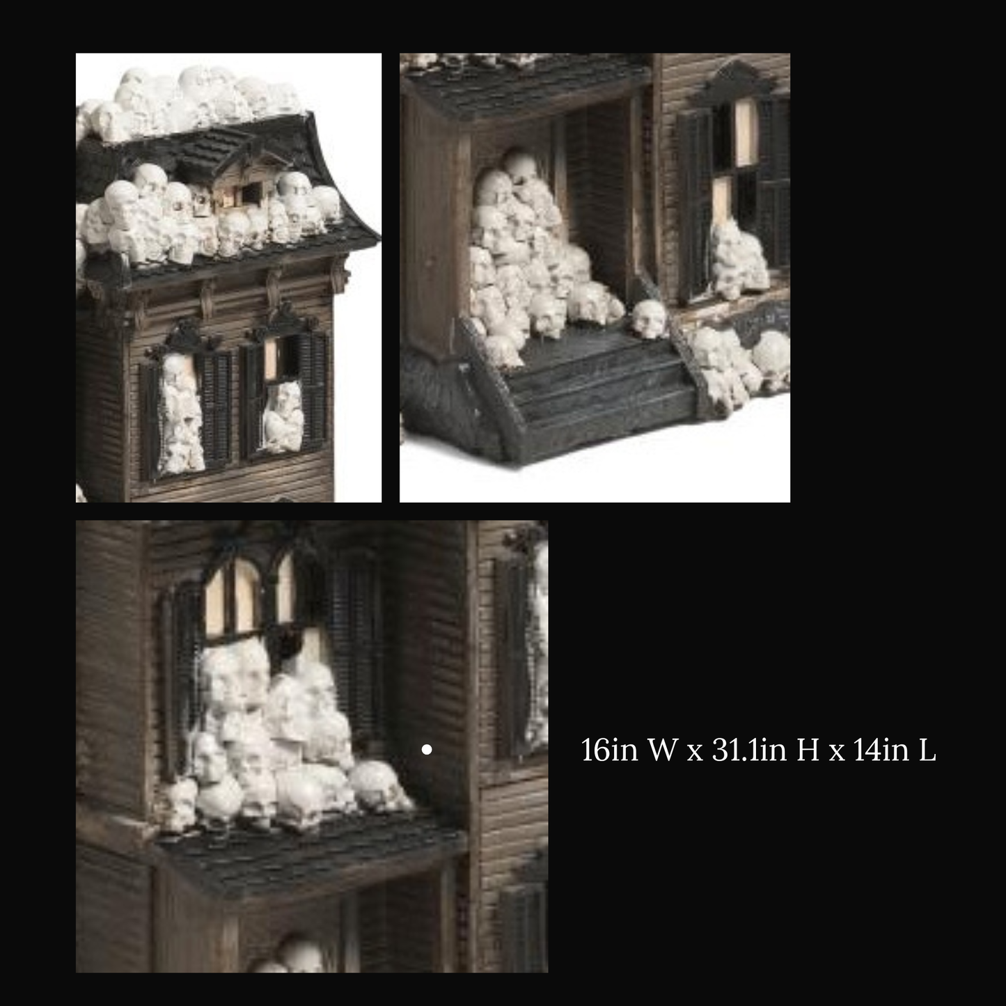 XL LIT Haunted House With Skulls Statue