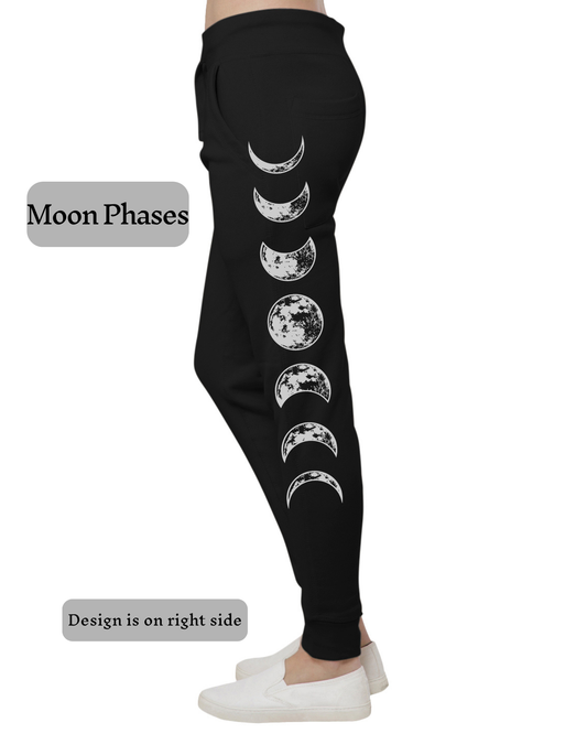 Moon Phases Premium Fleece Joggers Black Unisex