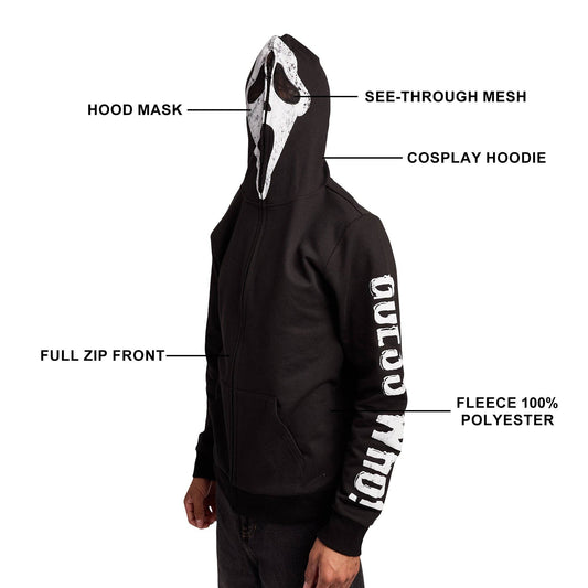 Ghostface Men's Full-Zip Cosplay Hoodie: XXL