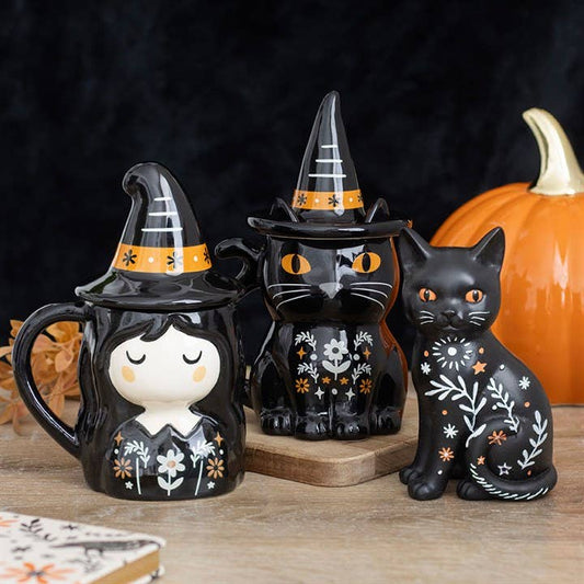 Frightful Folk Black Cat Halloween Magic Ornament