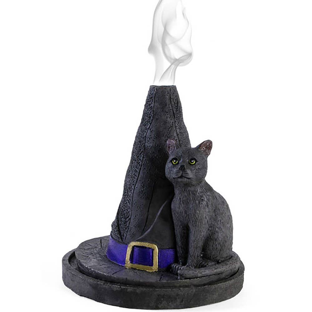 Witch Hat With Cat Incense Cone Holder Burner