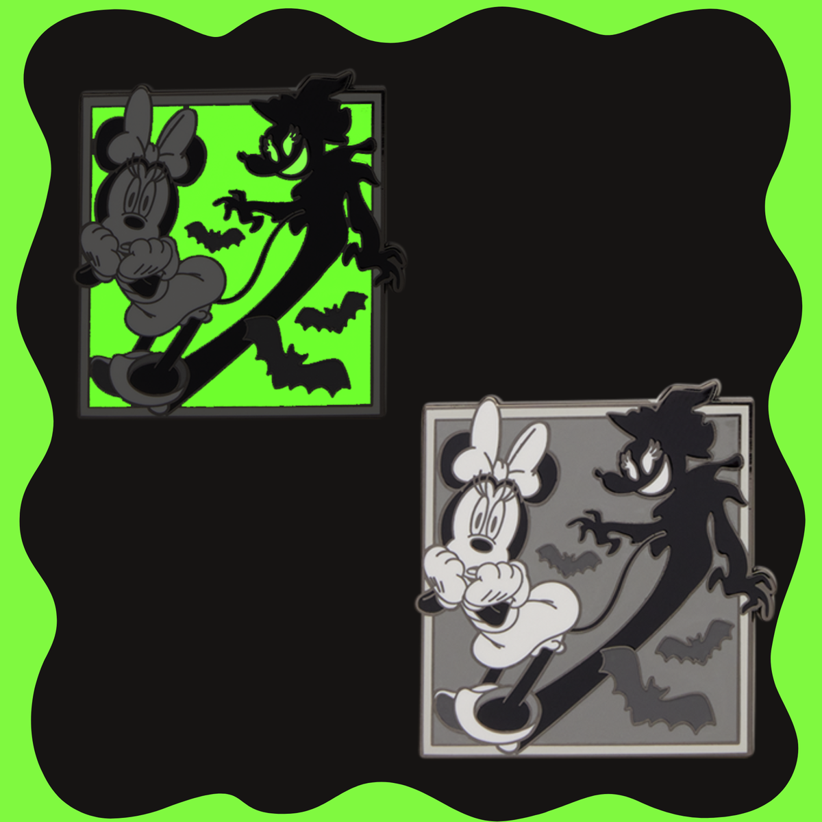 Mickey & Minnie Black & White Halloween Mystery Enamel Pin - Each