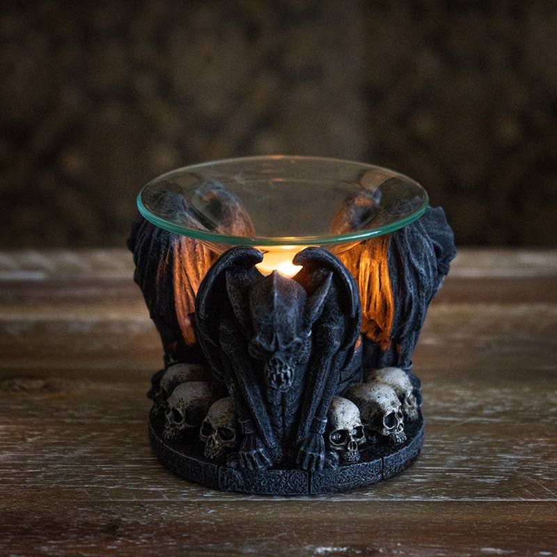 Nosferatu Essential Oil burner Tea Light Candle Holder With Skulls