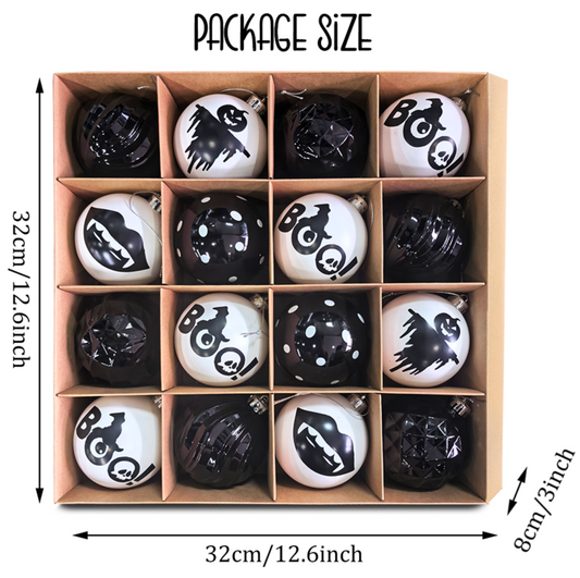 Creepy BOO Black and White Ornament set Gothmas, Christmas, Creepmas, Holiday
