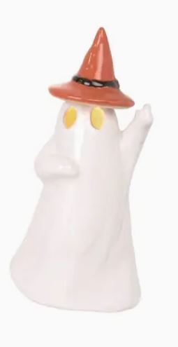 Large Ceramic Light Up Ghost with Witch Hat CLEARANCE