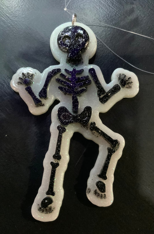 Glitter Skeleton ornament W/B Gothmas, Christmas, Creepmas, Holiday