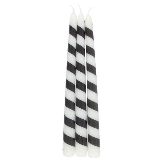 Cursed Black Candy Cane Taper Candles Creepmas Whimsigoth