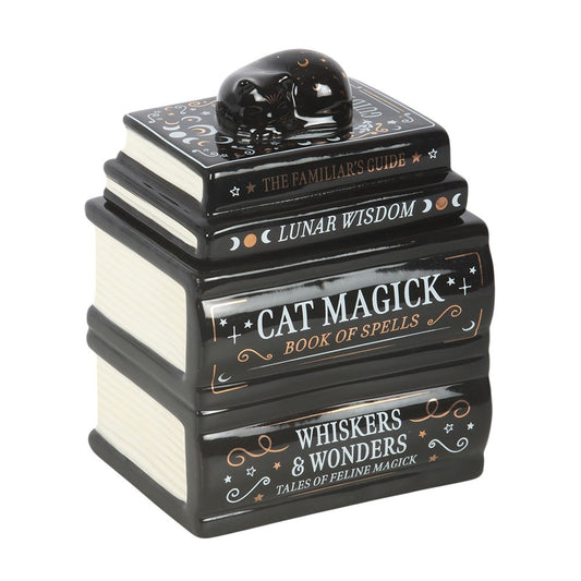 Black Cat Book Stack Oil Burner with Cat & Wax Warmer
