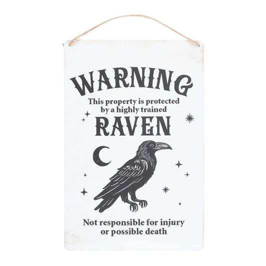 Protected by a Raven Hanging Sign Metal Sign