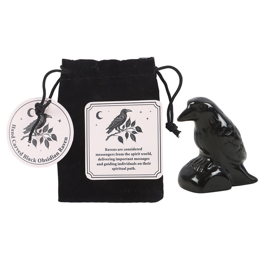Black Obsidian Raven Ornament in a Bag