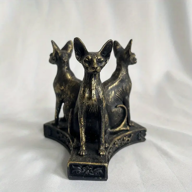 Triple Sphinx Cats Crystal Sphere Stand Holder