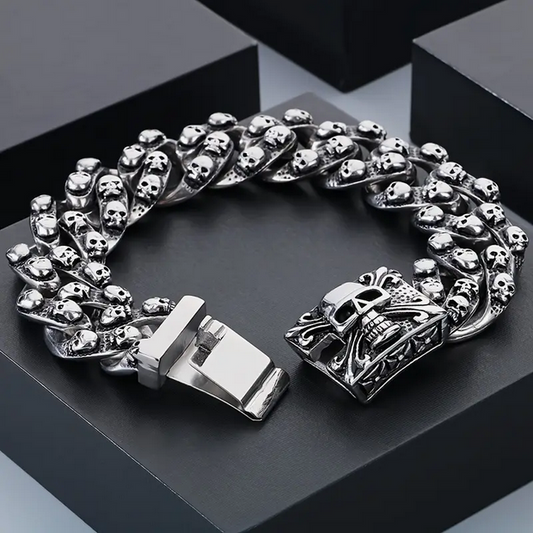 Dark Gothic Skull Heavy Stainless Steel Bracelet