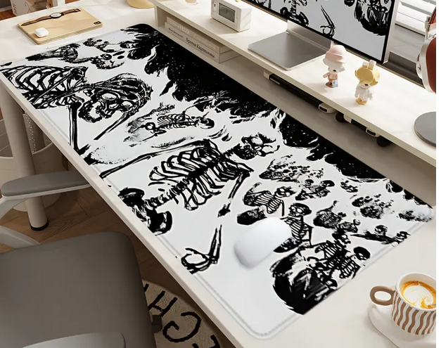 Skeleton Black and White Gaming Mouse Pad XL
