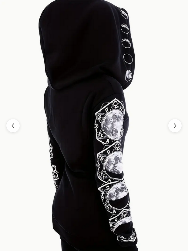 Moon Phases With Cloak Style Hoodie Large