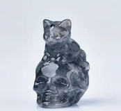 Cat perched on Skull mini crystal