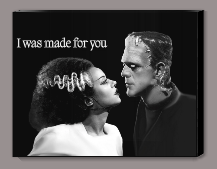 Frankenstein and Bride Love Story Canvas Print