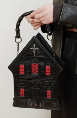 Gothic Cross Dark House Shaped Purse Bag Crossbody