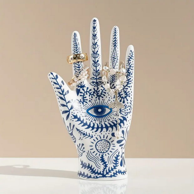 Hamsa Hand Jewelry Organizer Ring Holder Ceramic