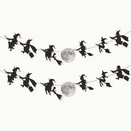 Halloween Flying Witch Garland Banner