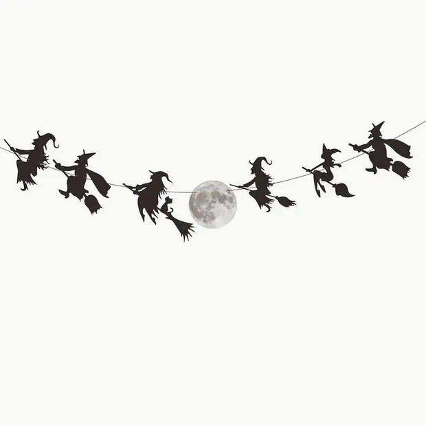 Halloween Flying Witch Garland Banner