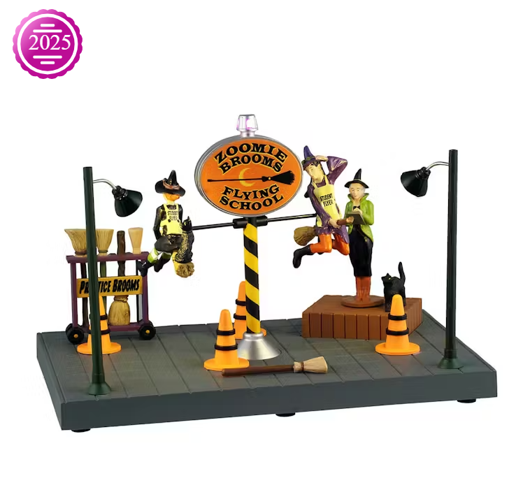 LEMAX Spooky town Zoomie Brooms Flying School