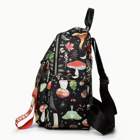 Midnight Mushroom with Purse Charm Back Pack Purse Bag Crossbody