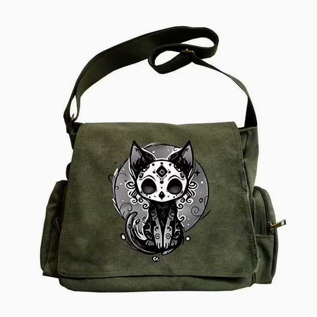 Black Cat Ouija Large Tote Messager Crossbody Bag