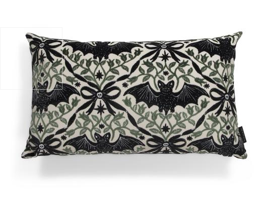 Black Bats and Skull Ribbons Velvet Large Pillow