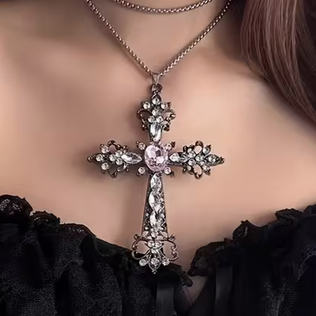 Ornate Punk Goth Victorian Cross Necklace