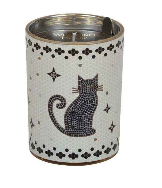 Witching Hour Mosaic Black Cat Candle