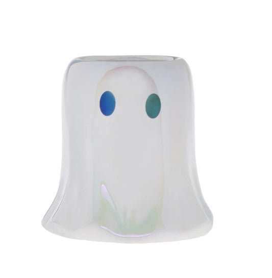 Mini White Iridescent Ghost Candle Pumpkin Spice Ceramic