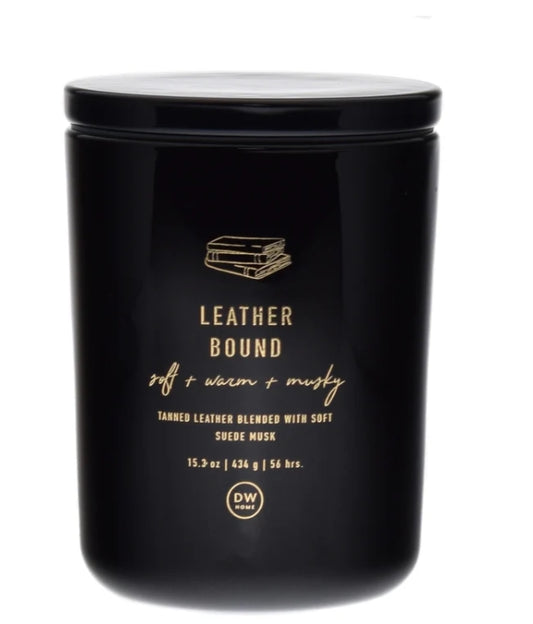 Leather Bound Goth Large Glass Candle Book Lover