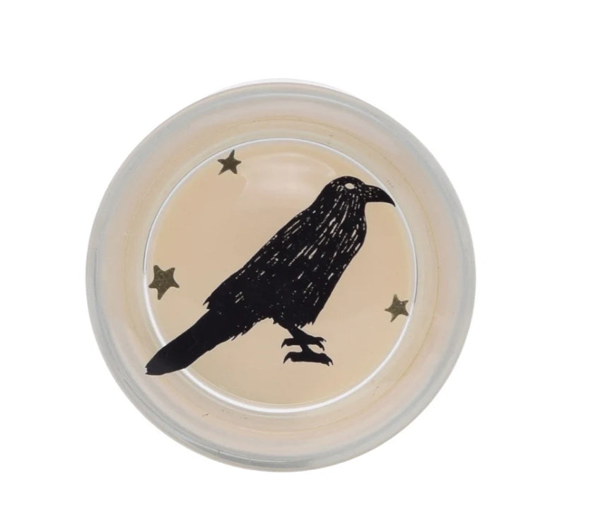 Raven Crow Halloween Glass Candle Smoked Vanilla Goth Fifty Shades Book Lover