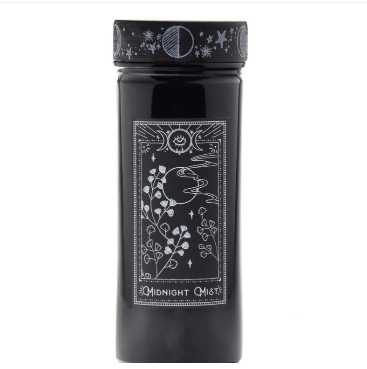 Celestial Goth Midnight Mist Glass Candle Witch Triple Moon