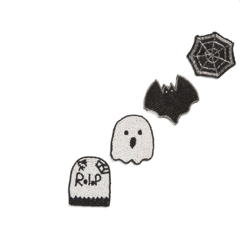 Halloween Beaded Coasters Ghost Bat Spiderweb Tombstone