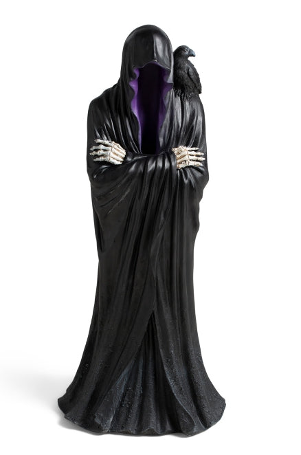CLEARANCE Grim Reaper with Raven LIT tall Figure Statue