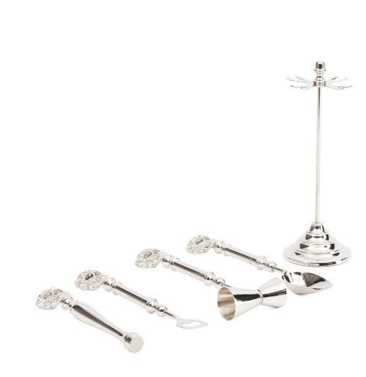 Glitz Skeleton Bar Tool Set with Stand Halloween Barware
