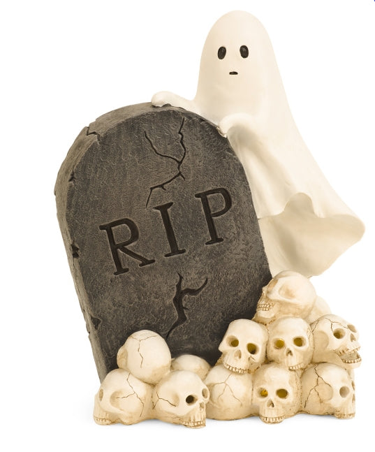 LED Light up Tombstone with Ghost and Skulls Halloween Decor