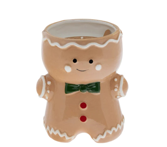 Christmas Morning Gingerbread Man Icon Ceramic Candle