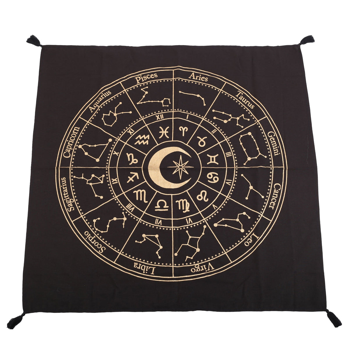 Black Astrology Wheel Altar Cloth Decorative Accessories, - Gothic & Alternative Gift - Haunted