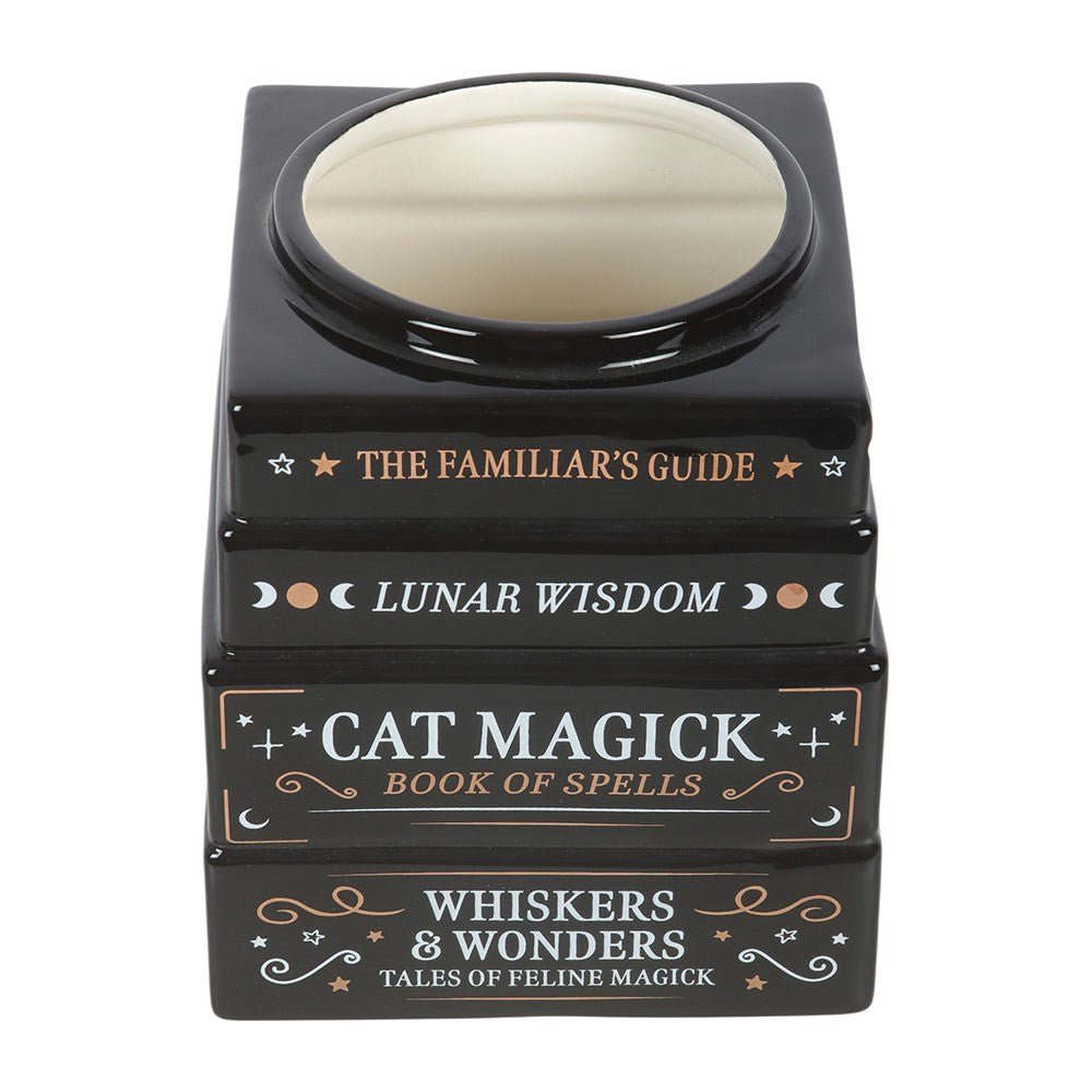 Black Cat Magick Book Stack Vase Planter Garden Decor - Gothic & Alternative Gift - Haunted